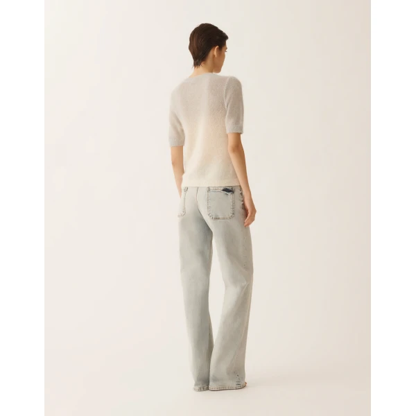Fabiana Filippi Mohair Sweater with Sequins in Shaded Raffia and Gray, Raffia/gray, view 4
