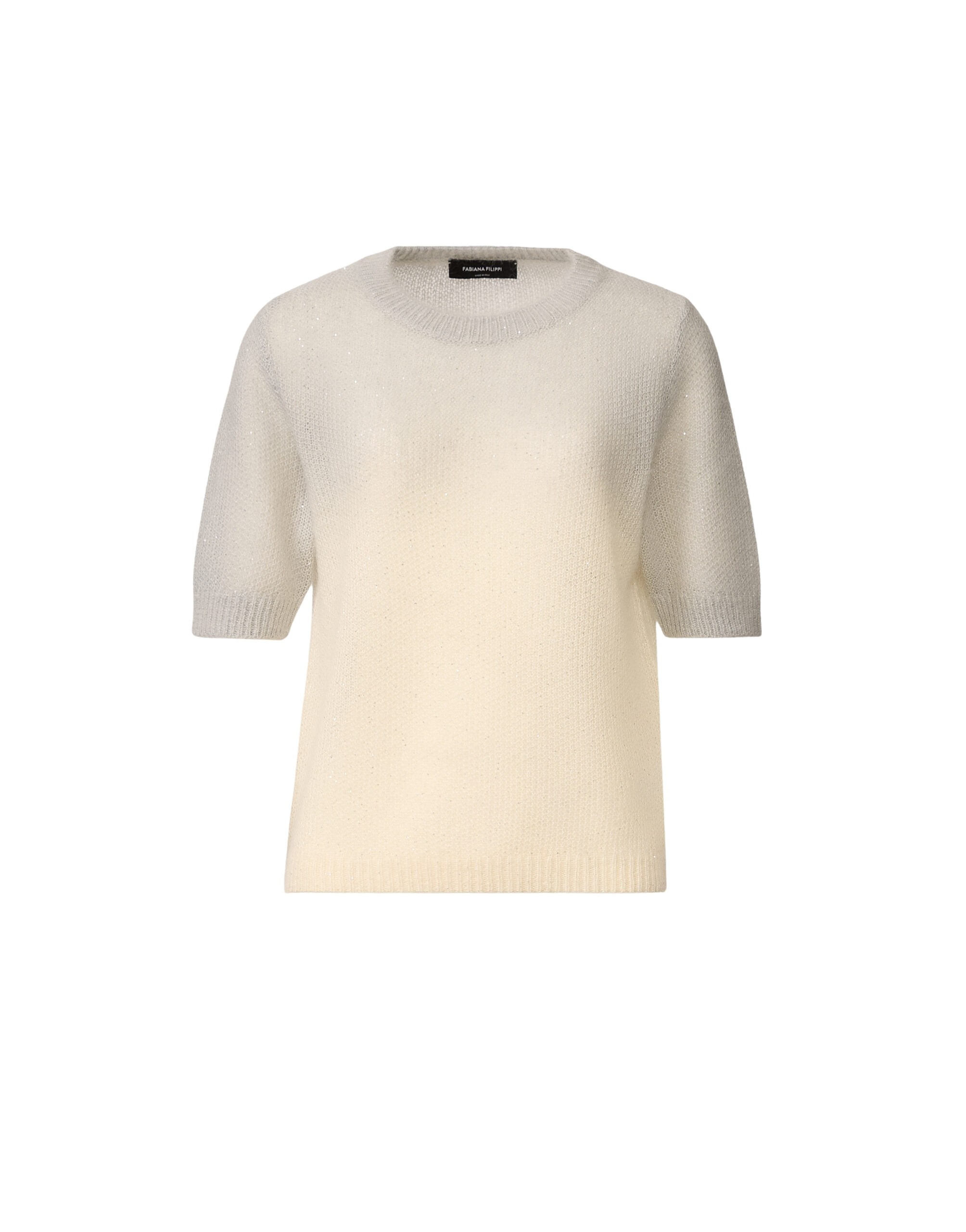 Fabiana Filippi Mohair Sweater with Sequins in Shaded Raffia and Gray, Raffia/gray