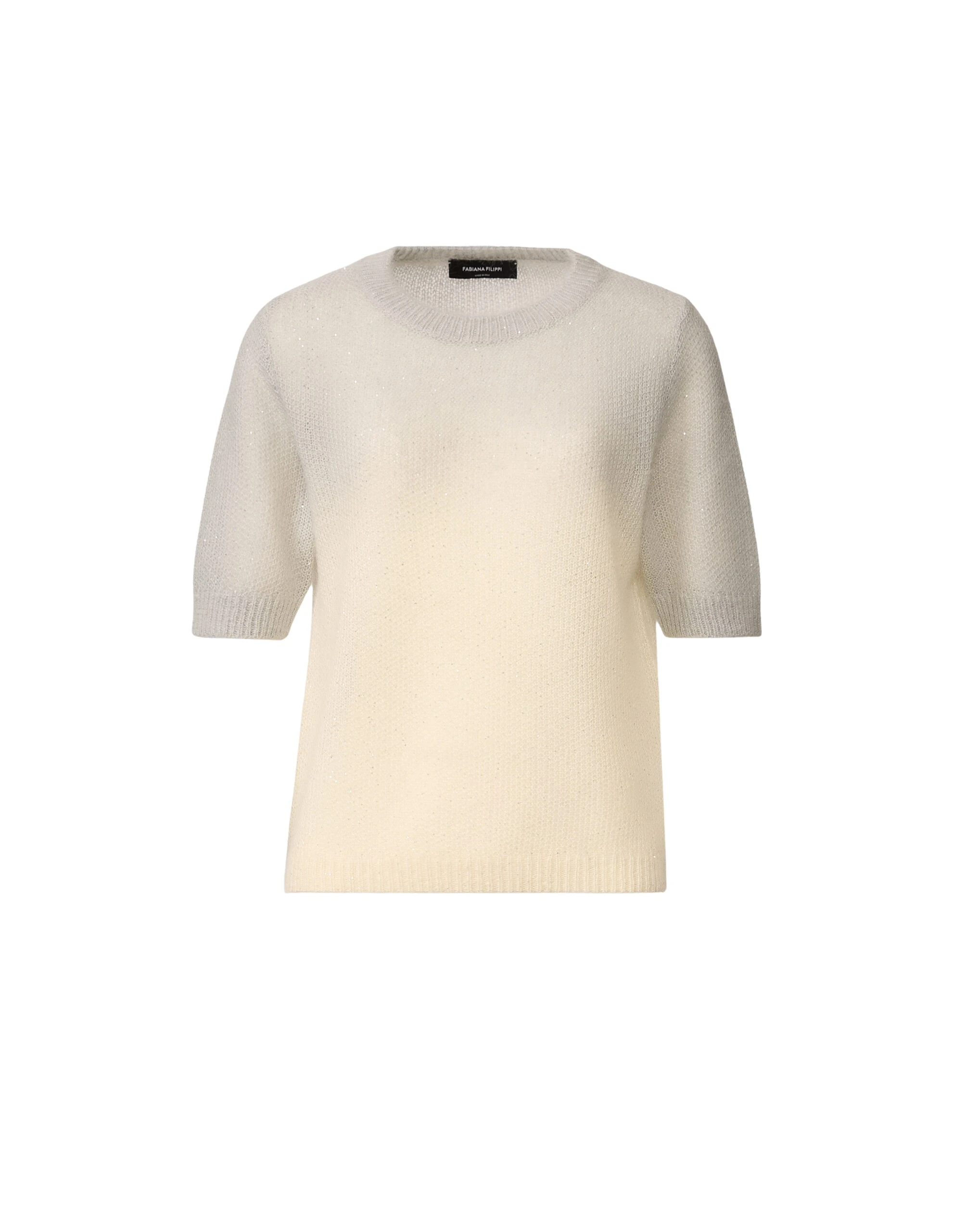 Fabiana Filippi Mohair Sweater with Sequins in Shaded Raffia and Gray, Raffia/gray