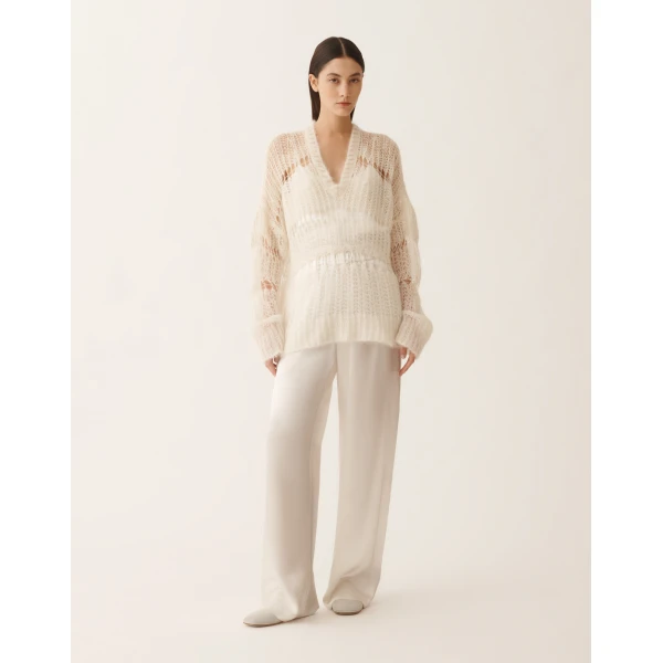 Fabiana Filippi Mohair and Organic Cotton Sweater in Raffia, view 3