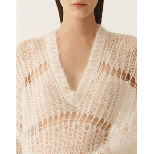 Fabiana Filippi Mohair and Organic Cotton Sweater in Raffia, view 5