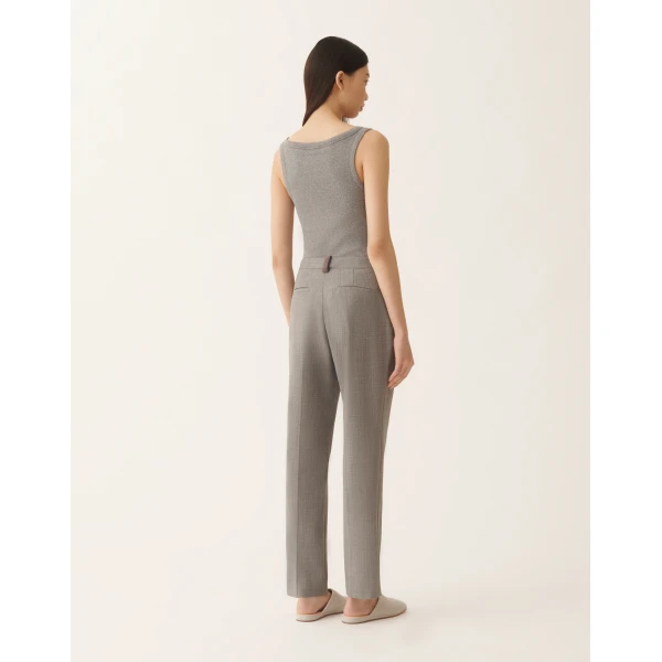 Fabiana Filippi Montefalco Pants in Lightweight Bi-Stretch Wool, Rock Mélange, view 4
