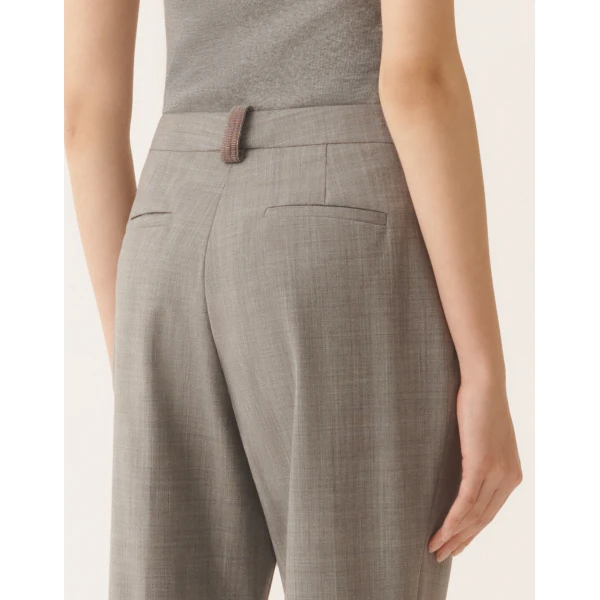 Fabiana Filippi Montefalco Pants in Lightweight Bi-Stretch Wool, Rock Mélange, view 5