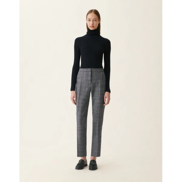 Fabiana Filippi Montefalco Trousers in Mouliné, Midnight Blue, view 3