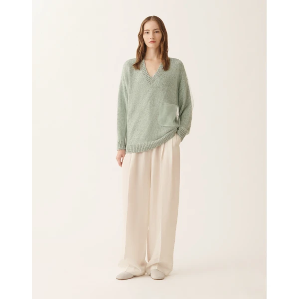 Fabiana Filippi Mouliné Yarn Sweater in Ghirri Green, view 3