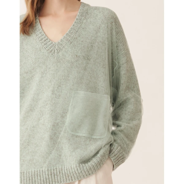 Fabiana Filippi Mouliné Yarn Sweater in Ghirri Green, view 5