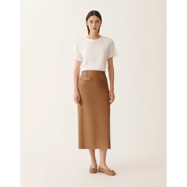 Fabiana Filippi Nappa Lissé Pencil Skirt in Wicker, view 3
