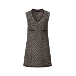 Fabiana Filippi Navy Tweed Dress with Denim Effect Sequins in Night Blue