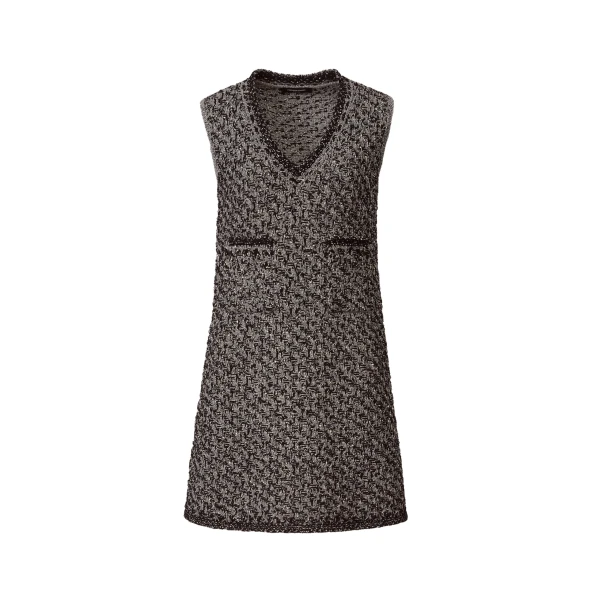Fabiana Filippi Navy Tweed Dress with Denim Effect Sequins in Night Blue