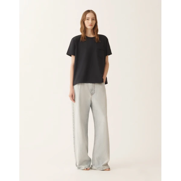 Fabiana Filippi Night Blue Jersey T-shirt Top, view 3