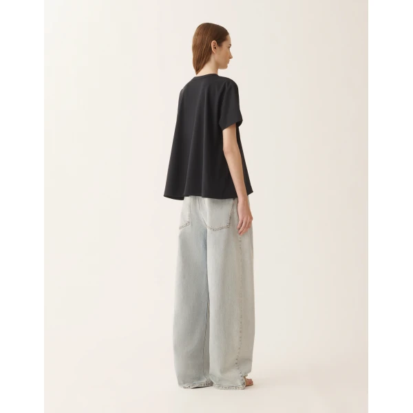 Fabiana Filippi Night Blue Jersey T-shirt Top, view 4
