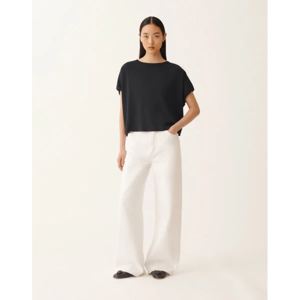 Fabiana Filippi Night Blue Jersey T-shirt in Midnight Blue Top, view 3