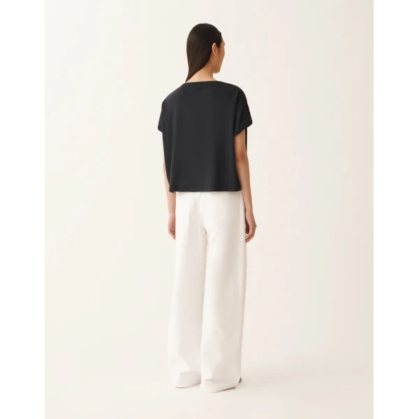 Fabiana Filippi Night Blue Jersey T-shirt in Midnight Blue Top, view 4