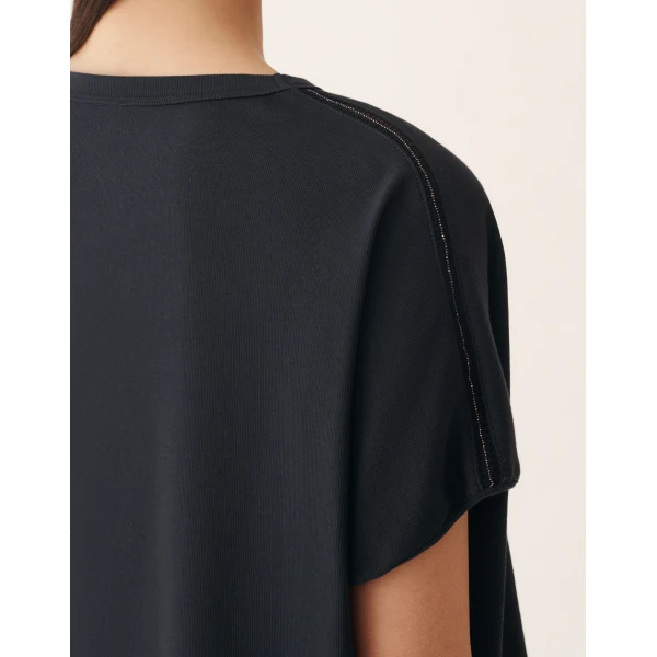 Fabiana Filippi Night Blue Jersey T-shirt in Midnight Blue Top, view 5