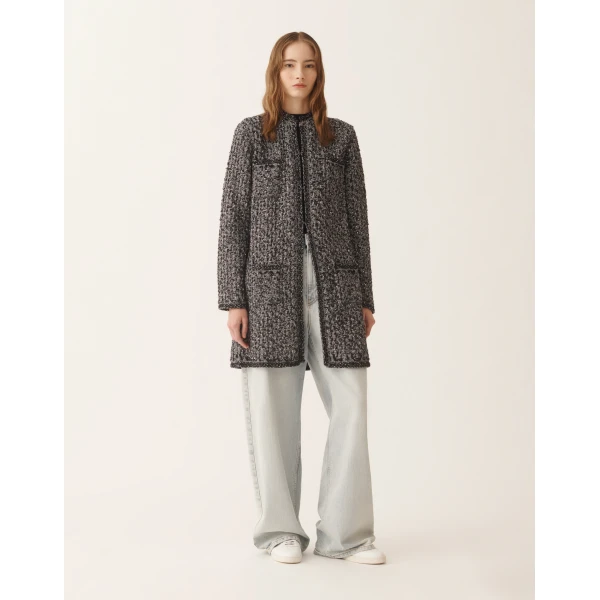 Fabiana Filippi Night Blue Tweed Coat, view 3