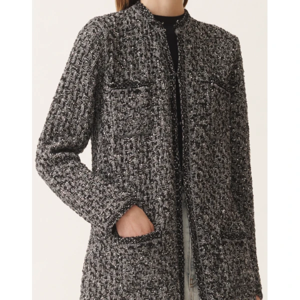 Fabiana Filippi Night Blue Tweed Coat, view 5