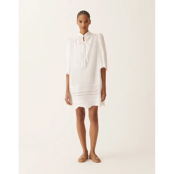 Fabiana Filippi Optical White Poplin Dress, view 3