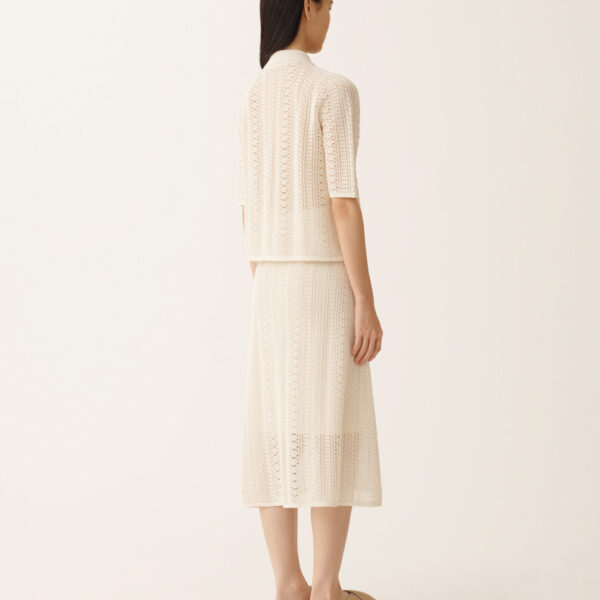 Fabiana Filippi Organic Cotton Polo with Lustrous Viscose in Butter Knit, view 4