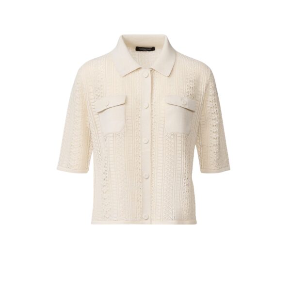 Fabiana Filippi Organic Cotton Polo with Lustrous Viscose in Butter Knit