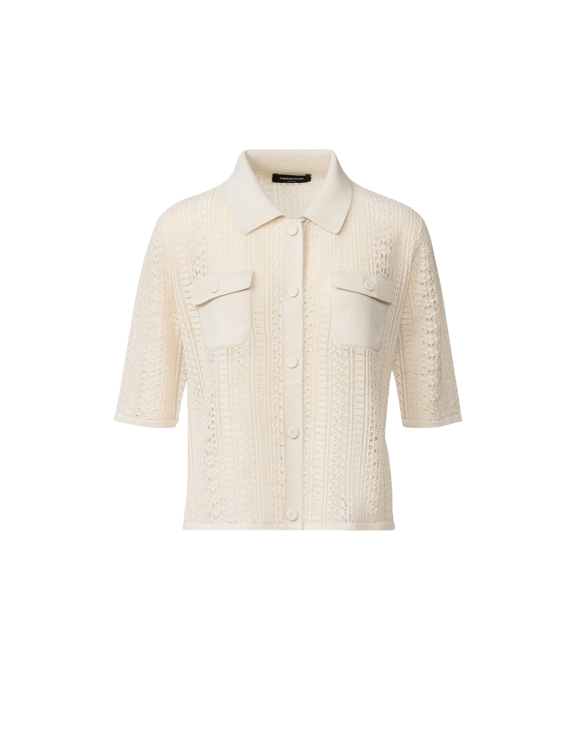 Fabiana Filippi Organic Cotton Polo with Lustrous Viscose in Butter Knit