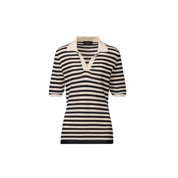 Fabiana Filippi Organic Cotton Polo with Micro Sequins in Midnight Blue Knit