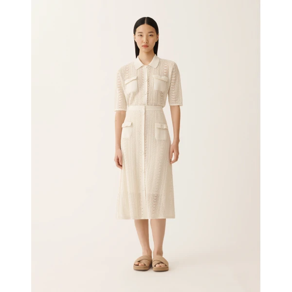 Fabiana Filippi Organic Cotton Skirt with Shimmering Viscose in Butter, view 3