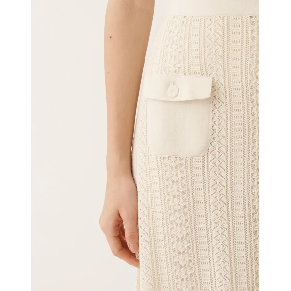 Fabiana Filippi Organic Cotton Skirt with Shimmering Viscose in Butter, view 5