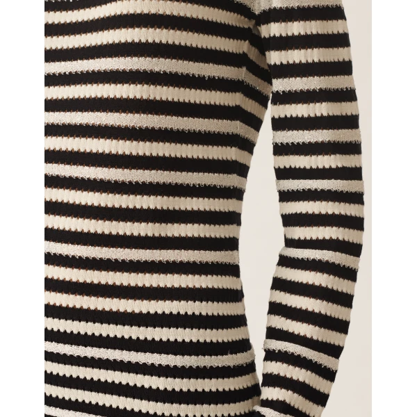 Fabiana Filippi Organic Cotton Sweater with Micro Sequins in Midnight Blue, view 5