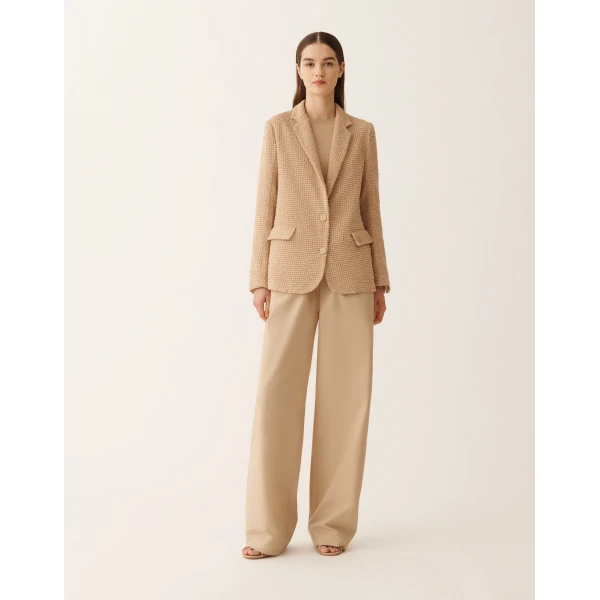Fabiana Filippi Oversized Jacket in Cotton Mesh and Sequins, Acer, view 3