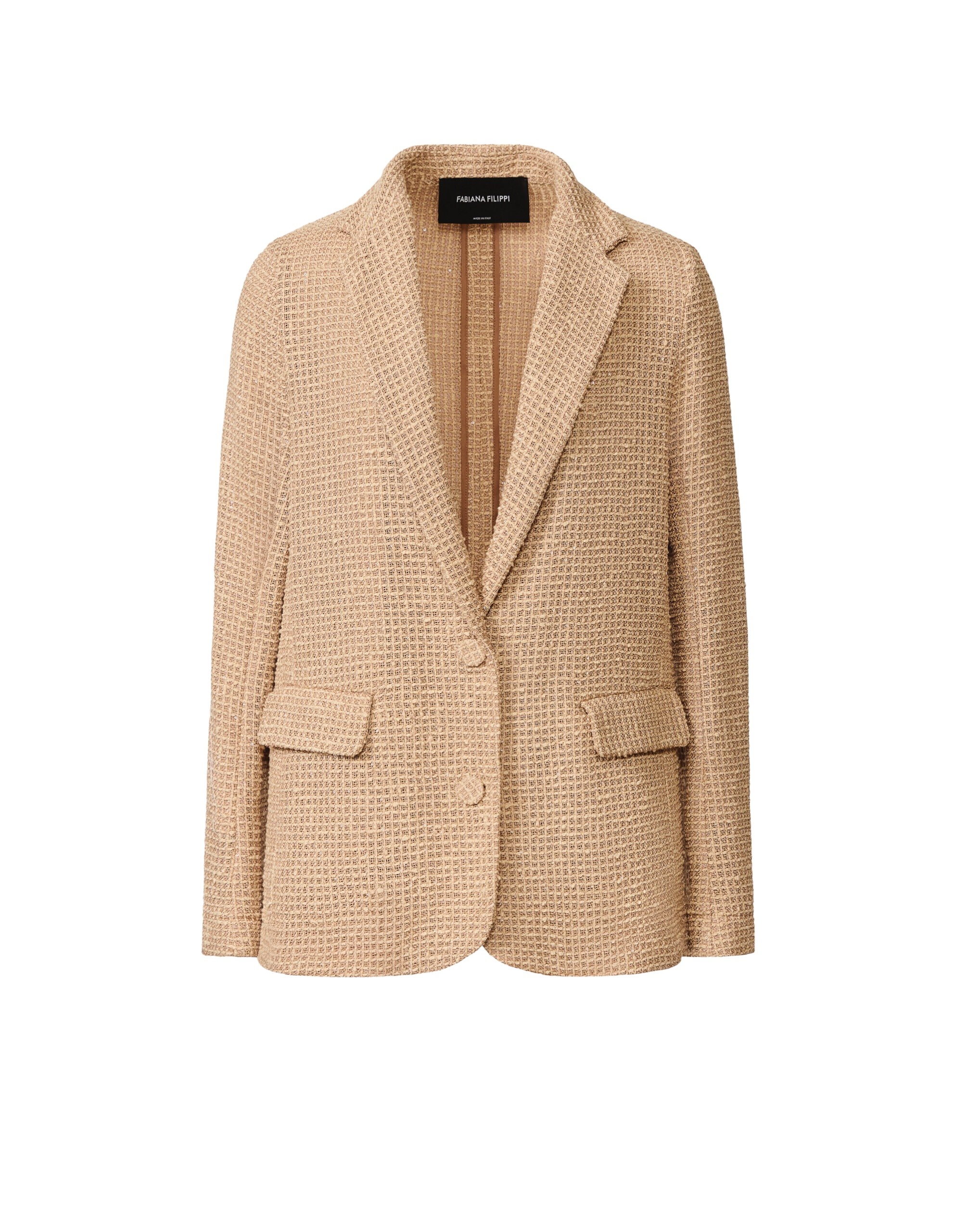 Fabiana Filippi Oversized Jacket in Cotton Mesh and Sequins, Acer