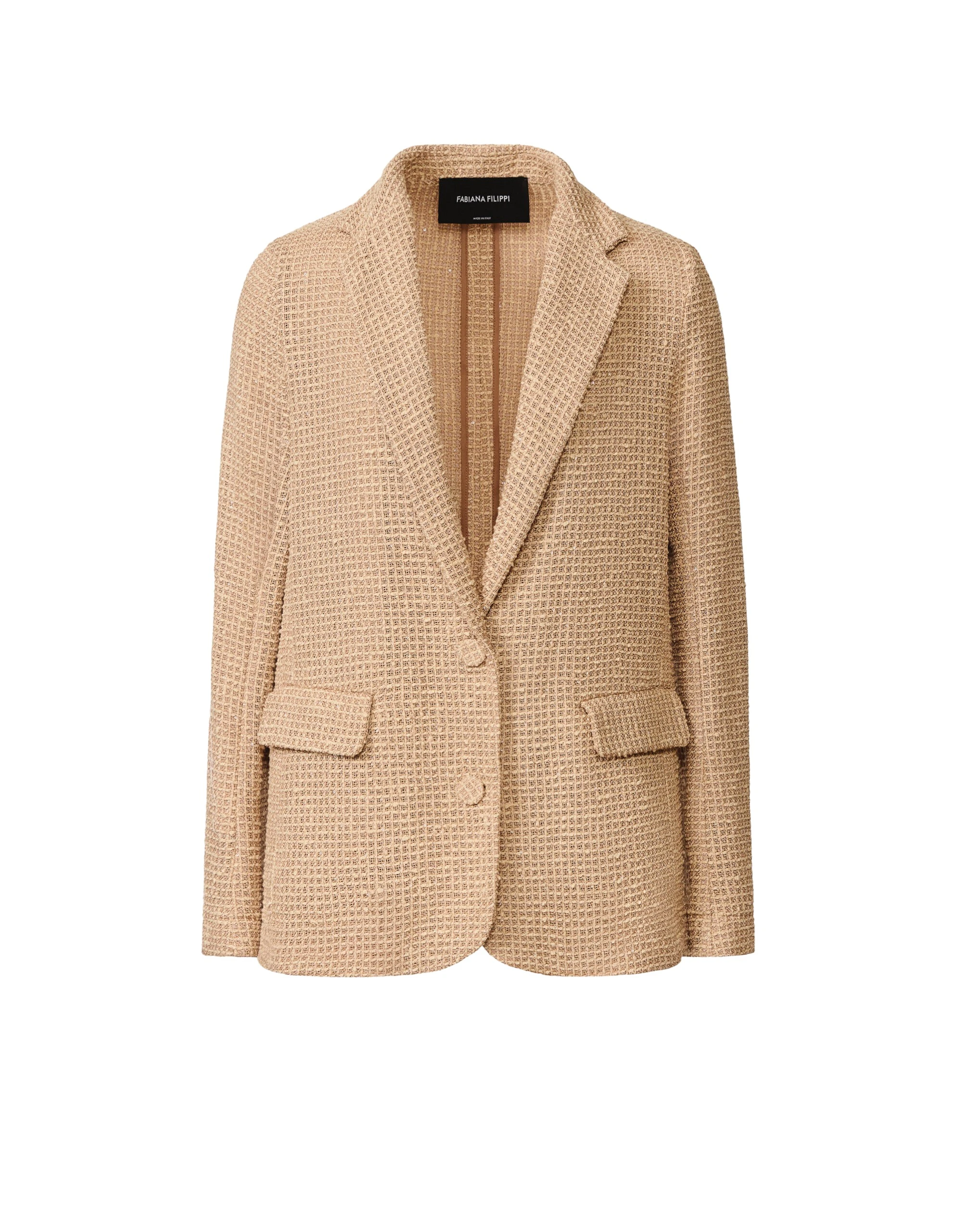 Fabiana Filippi Oversized Jacket in Cotton Mesh and Sequins, Acer