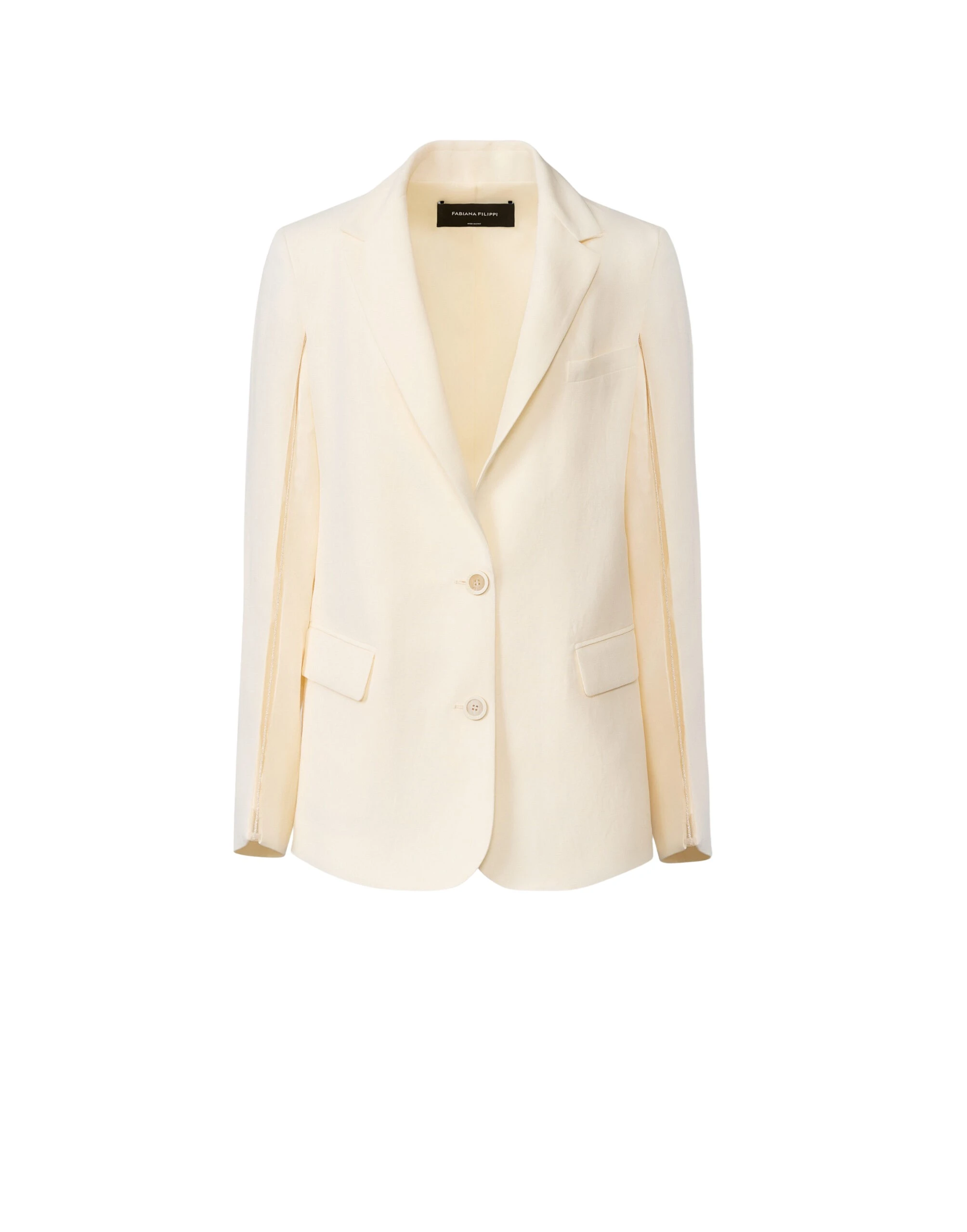 Fabiana Filippi Oversized Jacket in Fluid Linen and Viscose, Butter