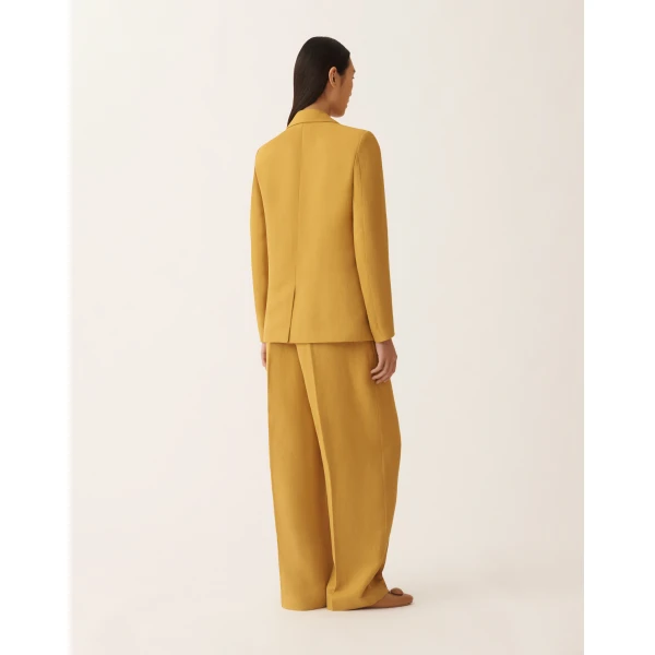 Fabiana Filippi Oversized Jacket in Fluid Linen and Viscose, Mustard, view 4
