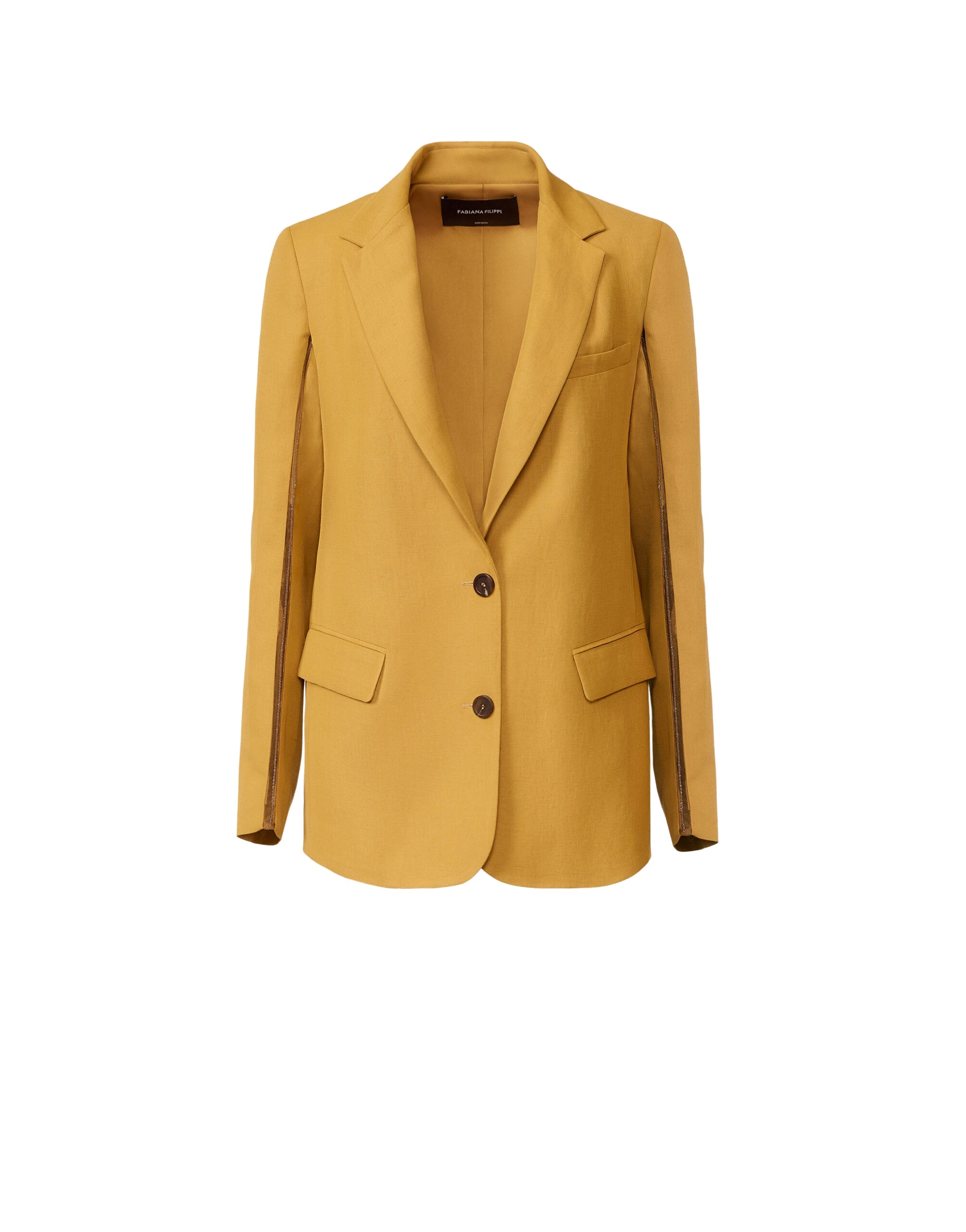 Fabiana Filippi Oversized Jacket in Fluid Linen and Viscose, Mustard