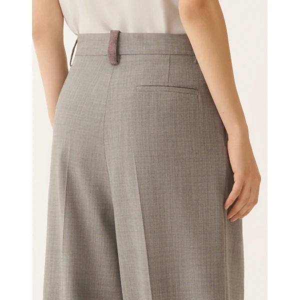 Fabiana Filippi Pants in Lightweight Stretch Wool, Rock Mélange, view 5