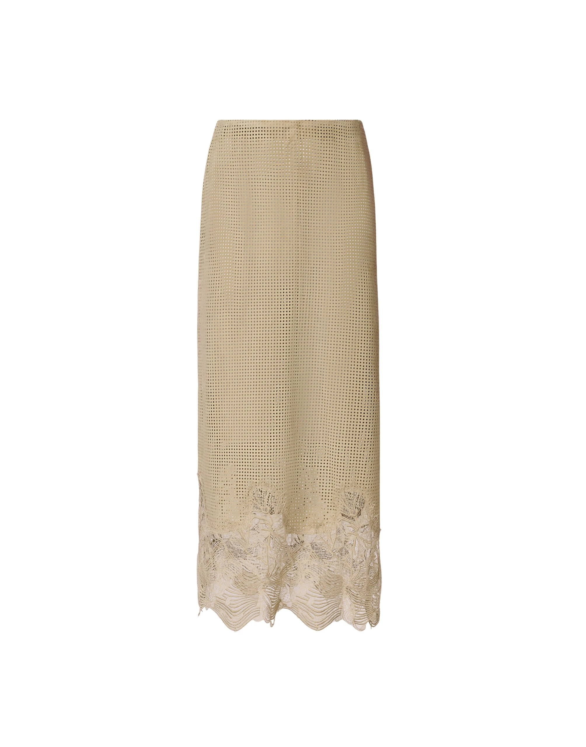 Fabiana Filippi Pencil Skirt in Perforated Suede, Khaki