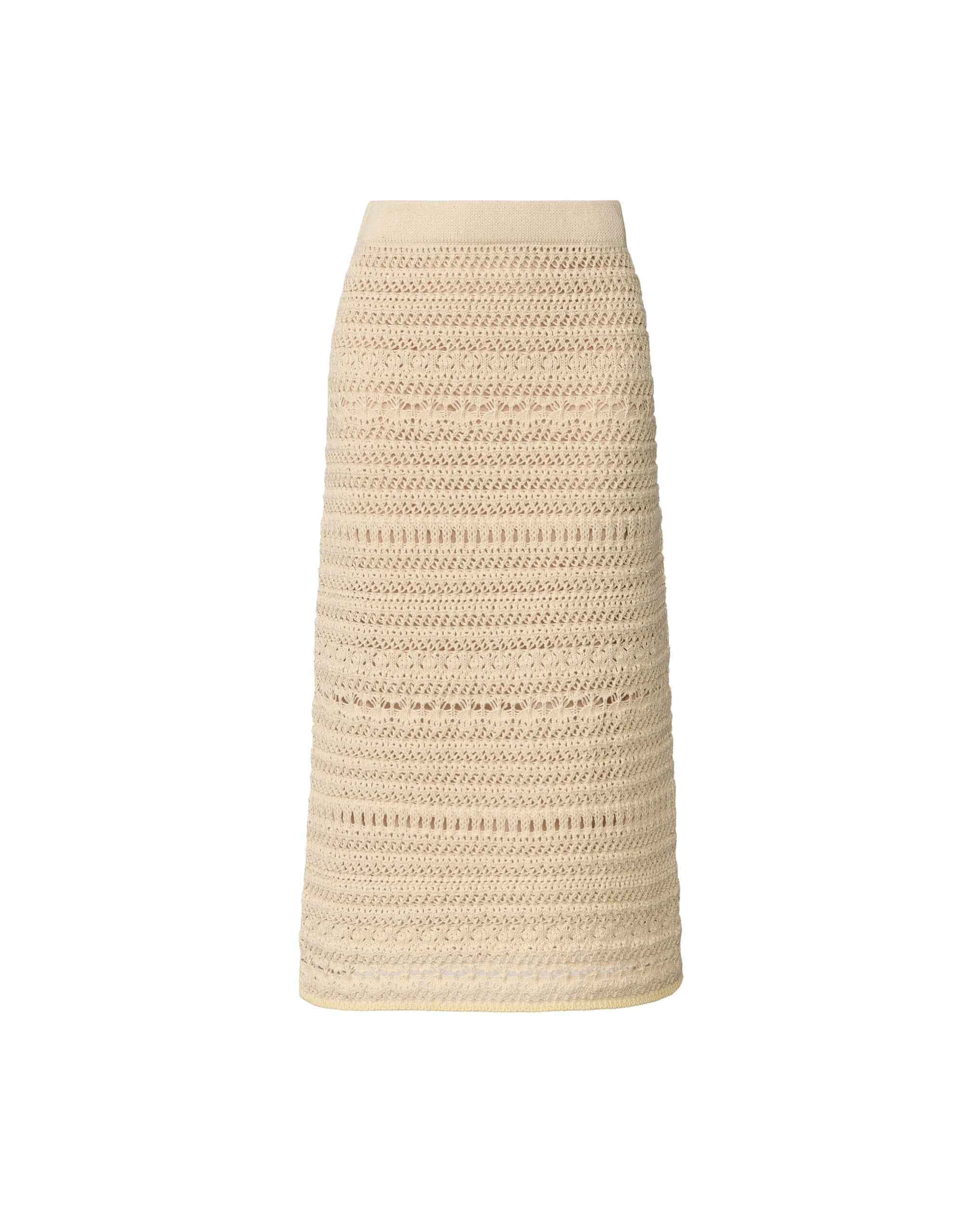 Fabiana Filippi Pencil Skirt in Wool and Cotton with Sequins, Vanilla
