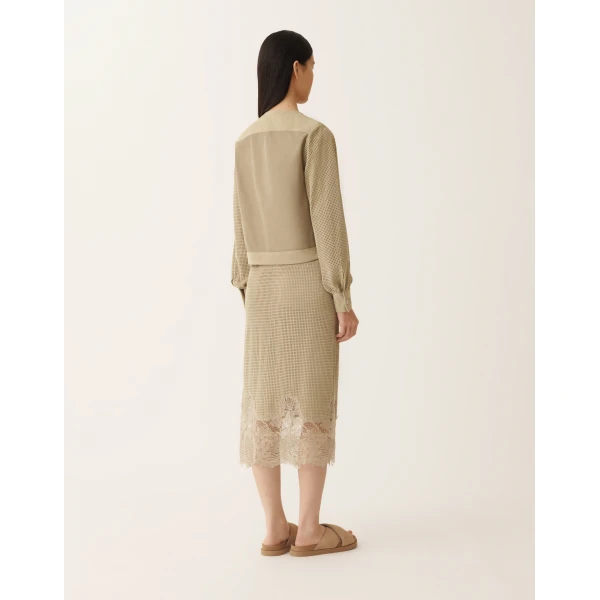 Fabiana Filippi Perforated Suede Jacket in Khaki, view 4