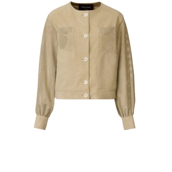 Fabiana Filippi Perforated Suede Jacket in Khaki