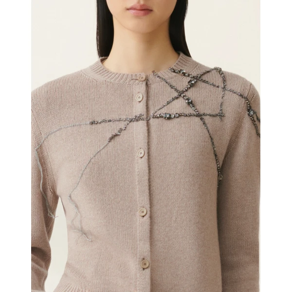 Fabiana Filippi Platinum Cardigan in Mocha, view 5