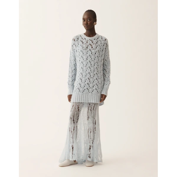 Fabiana Filippi Platinum Mohair Sweater in Aqua, view 3