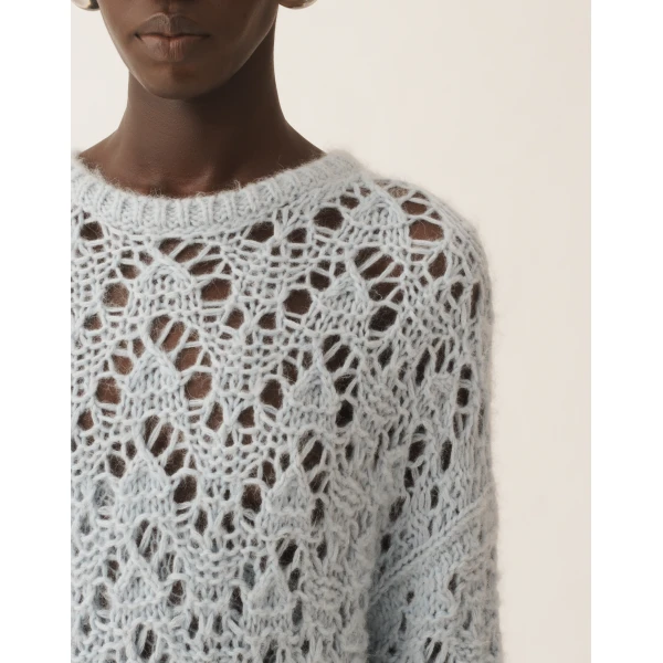 Fabiana Filippi Platinum Mohair Sweater in Aqua, view 5