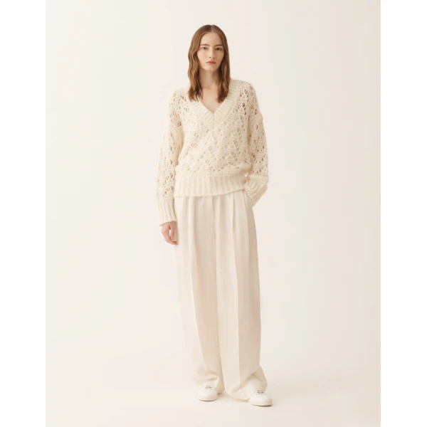 Fabiana Filippi Platinum Mohair Sweater in Raffia, view 3