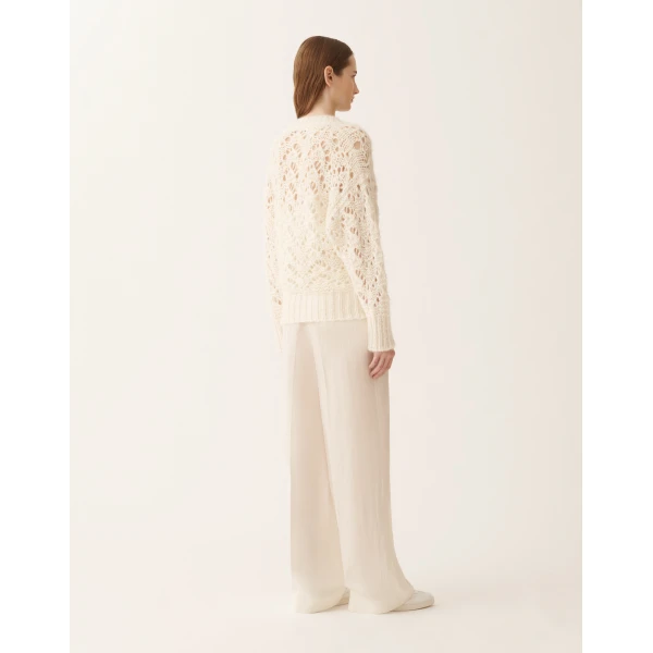Fabiana Filippi Platinum Mohair Sweater in Raffia, view 4