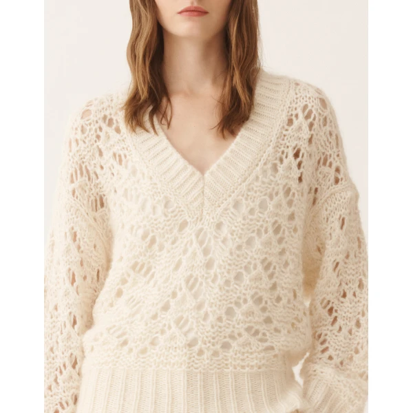 Fabiana Filippi Platinum Mohair Sweater in Raffia, view 5