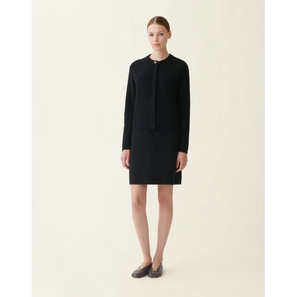 Fabiana Filippi Platinum Sequin Jacket in Midnight Blue, view 3