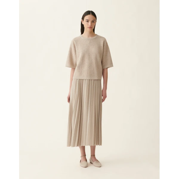 Fabiana Filippi Platinum Sequin Sweater in Cachà, view 3