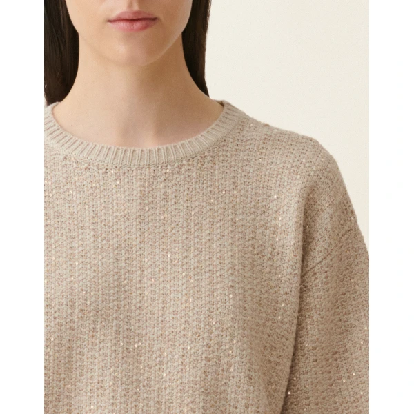 Fabiana Filippi Platinum Sequin Sweater in Cachà, view 5
