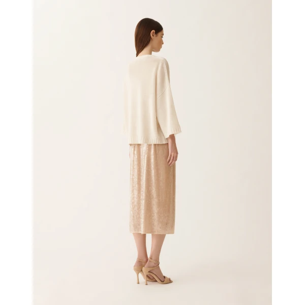 Fabiana Filippi Platinum T-shirt with Lurex in Raffia Knit, view 4