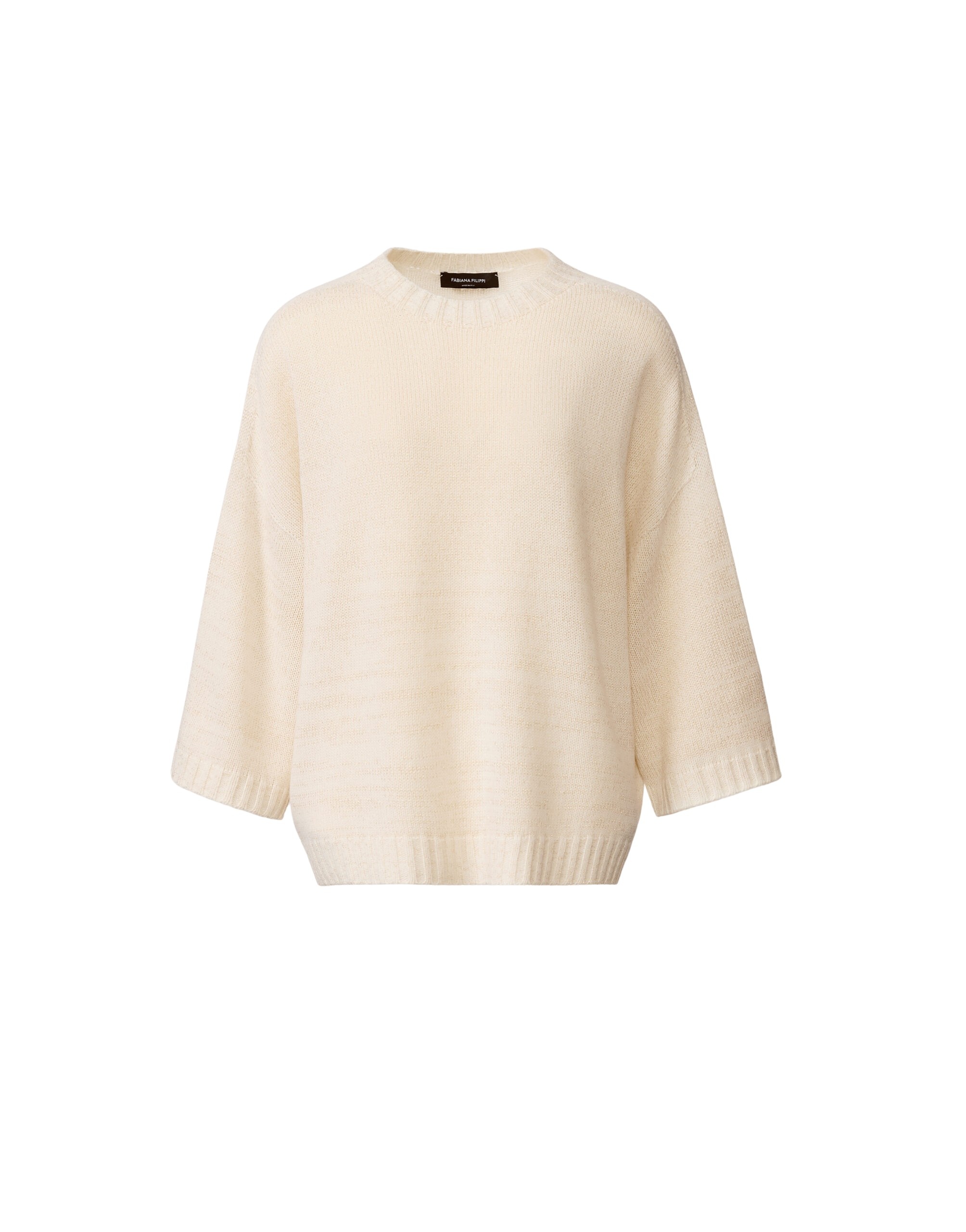 Fabiana Filippi Platinum T-shirt with Lurex in Raffia Knit